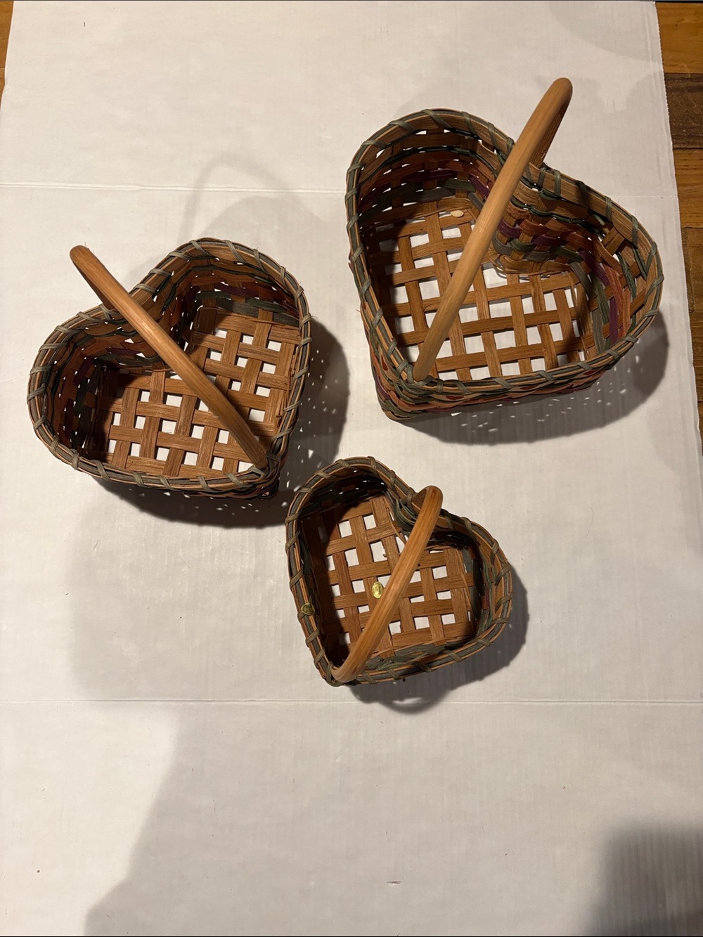 Heart-Shaped Woven Basket Set in Brown - 3 Piece